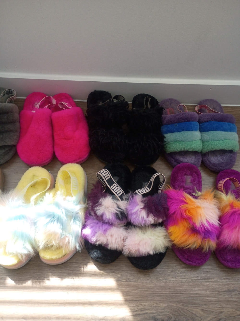Colorful Faux Fur Slide Sandals - Assorted Bright Shades